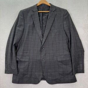 NEW Stafford Mens 46L Gray Plaid Classic Fit Year Round Sport Coat Blazer Casual